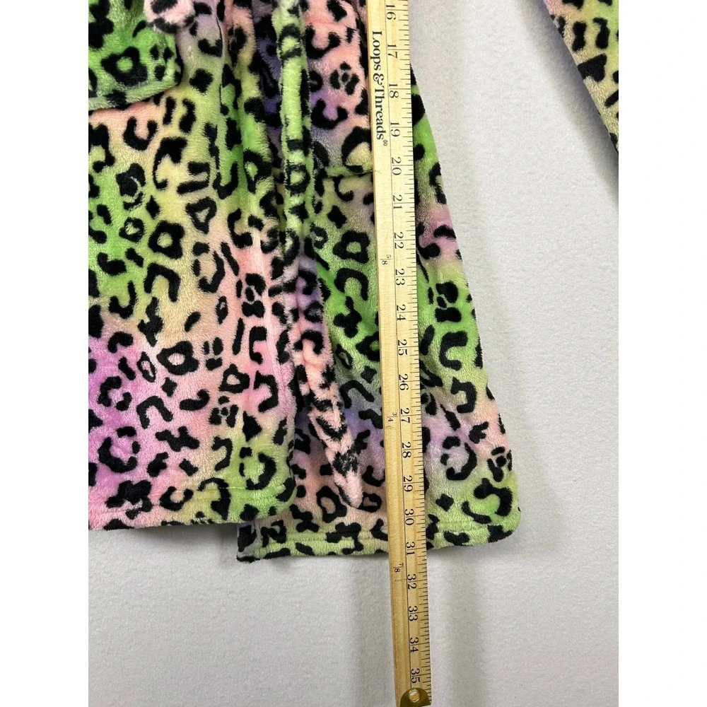 Y2K Neon Topgirl Girls Size 12 Multicolor‎ Leopard Print Hooded Robe Cat Ears